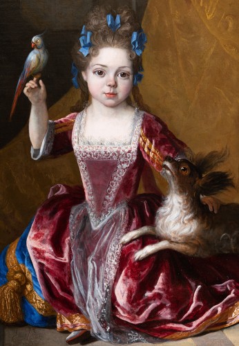 Portrait of a young girl, signed H. Millot, dated 1700 - Paintings & Drawings Style Louis XIV