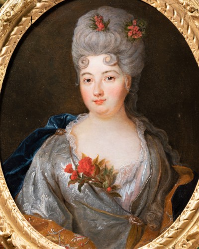 Portrait de Mme de Rignac, atelier de Nicolas de Largillière, époque Louis XIV - Tableaux et dessins Style Louis XIV