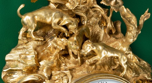 Horology  - A Louis XV &quot;fox hunt&quot; cartel clock signed Dutertre