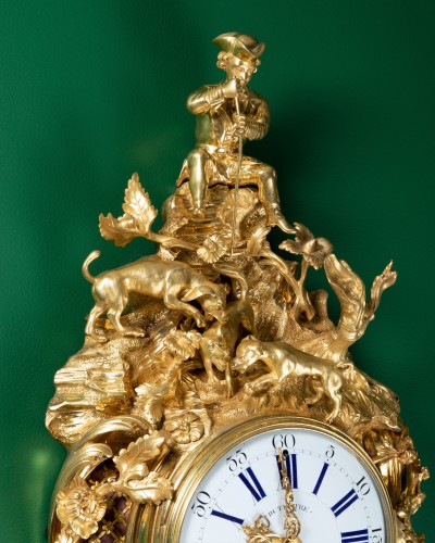 18th century - A Louis XV &quot;fox hunt&quot; cartel clock signed Dutertre