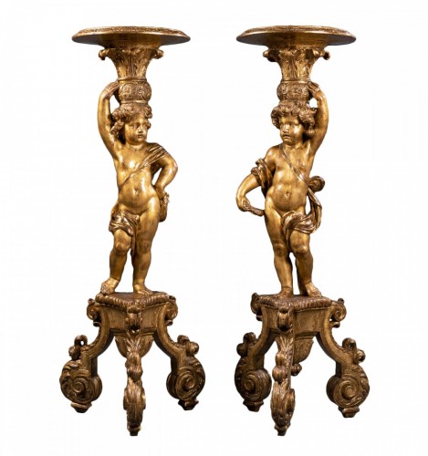 Paire de porte-torchères en bois doré, Paris, époque Louis XIV