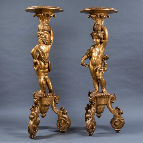 Louis XIV - A pair of Louis XIV giltwood porte-torcheres, Paris, circa 1670