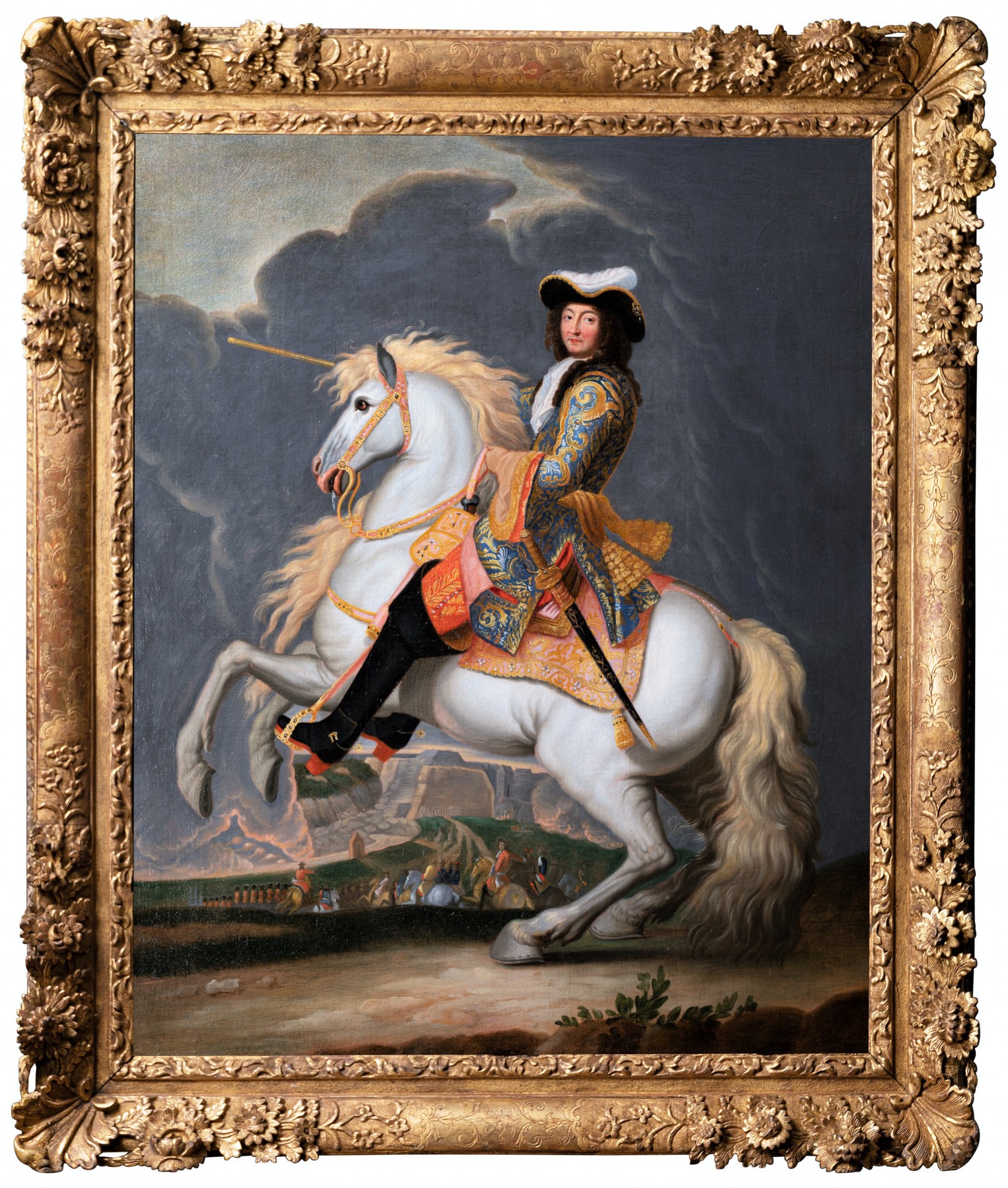 Equestrian portrait of Louis XIV, workshop of Réné-Antoine Houasse -  Ref.92770
