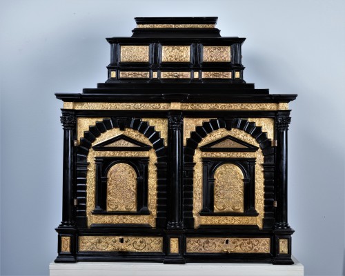  - A late 16th early 17th c. Augsburg important ebony and brass cabinet