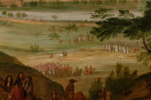 Louis XIV hunting in front of Palace of Versailles, workshop Van der Meulen - Louis XIV