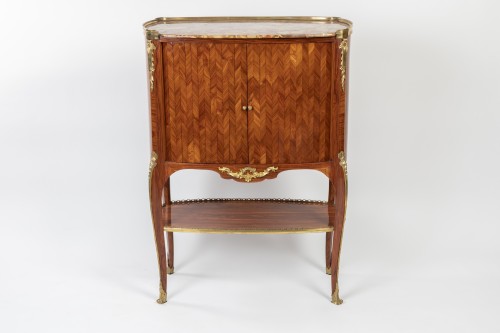 18th century - A Louis XV/XVI transitional ormolu mounted tulipwood secretaire by RVLC