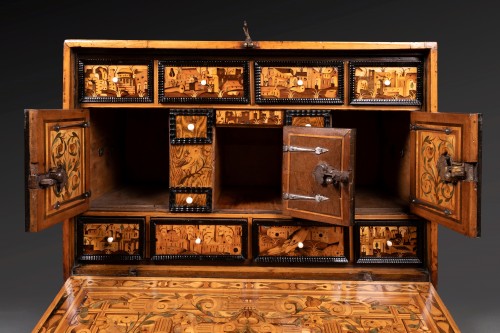 XVIIe siècle - Cabinet de collectionneur en marqueterie, Augsbourg XVIIe siècle