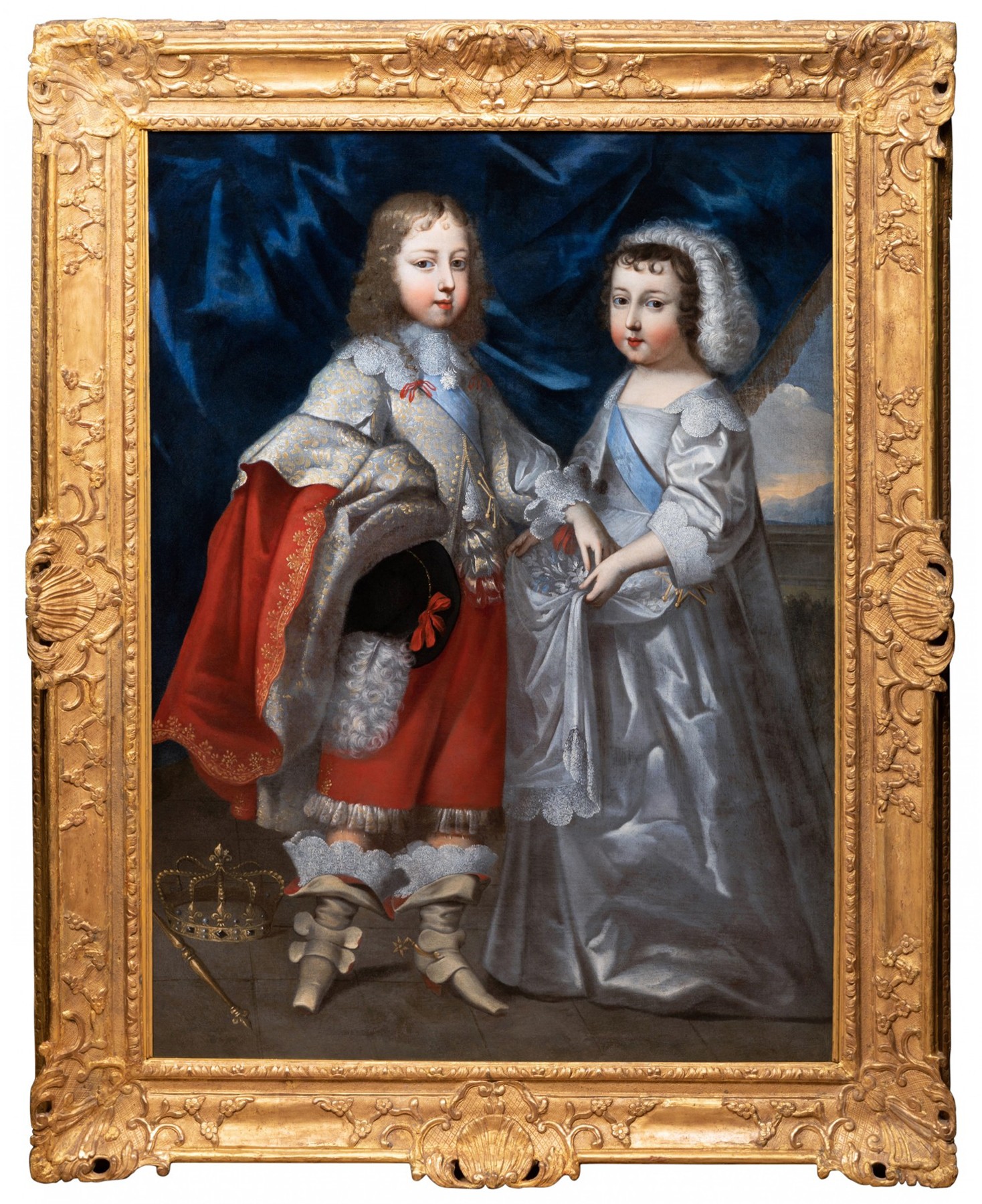 Portrait of Louis XIV & Philippe de France, c. 1645, attributed to Beaubrun  - Ref.97152