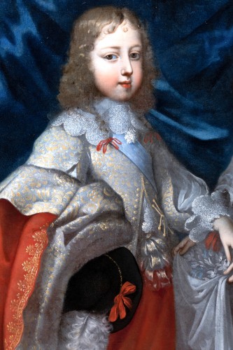 Portrait de Louis XIV et Philippe de France vers 1645, attribué aux Beaubrun - Tableaux et dessins Style Louis XIV