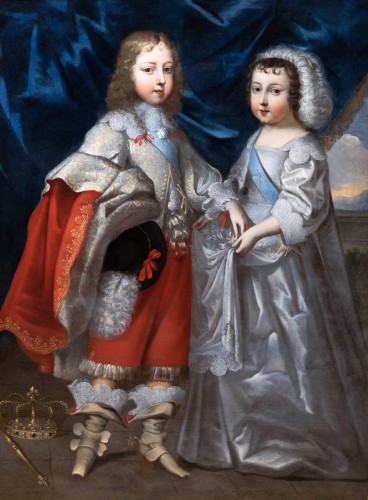 Tableaux et dessins Tableaux XVIIe siècle - Portrait de Louis XIV et Philippe de France vers 1645, attribué aux Beaubrun