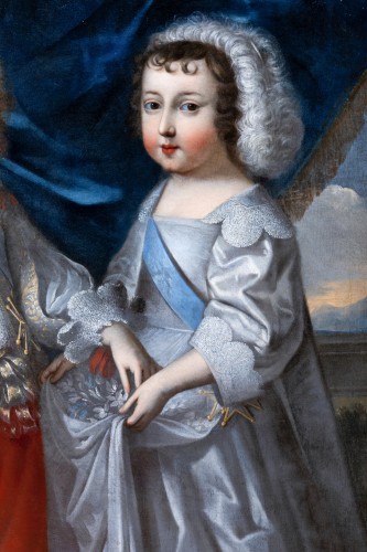 XVIIe siècle - Portrait de Louis XIV et Philippe de France vers 1645, attribué aux Beaubrun