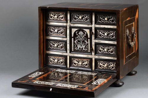 Furniture  - A 17th c. Italian (Lombardy) ebony and ivory inlaid cabinet