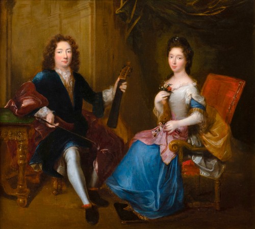 Double portrait of Philippe d’Orléans &amp; Françoise-Marie de Bourbon - Paintings & Drawings Style Louis XIV