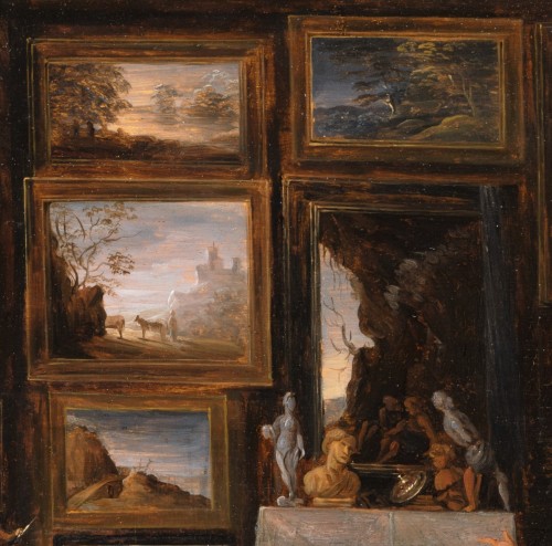 XVIIe siècle - Irruption de l’âne iconoclaste dans un cabinet d’amateur, atelier de F. Francken