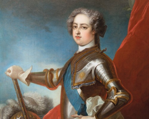 Tableaux et dessins Tableaux XVIIIe siècle - Louis XV jeune en armure, atelier de J. B. Van Loo, vers 1730