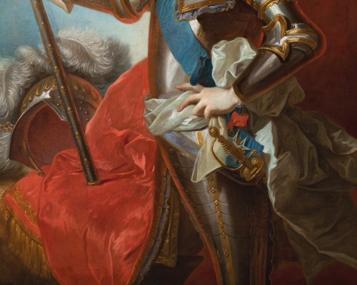 XVIIIe siècle - Louis XV jeune en armure, atelier de J. B. Van Loo, vers 1730