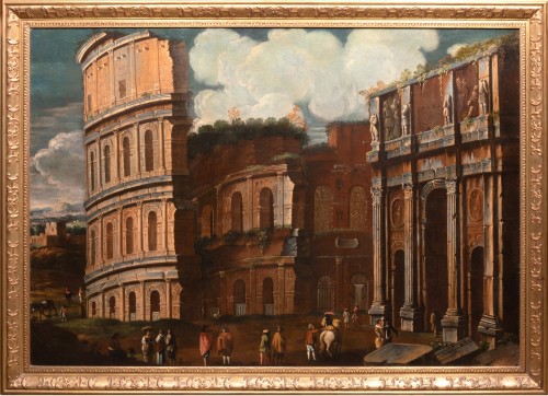 Caprice architectural avec le Colisée, entourage de Viviano Codazzi