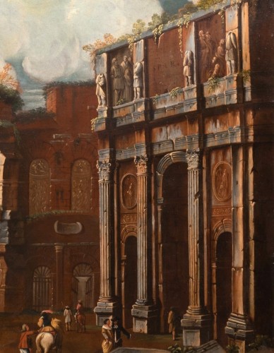 Caprice architectural avec le Colisée, entourage de Viviano Codazzi - Louis XIV