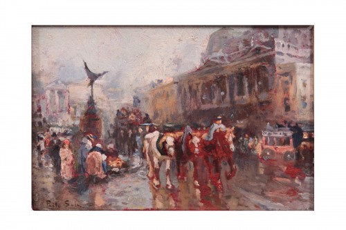 Paolo Sala (1859-1924) - Piccadilly Circus - Tableaux et dessins Style Napoléon III