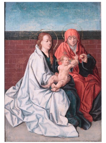 Vierge à l'Enfant avec Sainte Anne, Maître Flamand du 16e siècle - Tableaux et dessins Style Renaissance