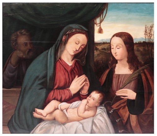 Francesco Rizzo Da Santacroce (1485-1545) - Sainte Famille - Tableaux et dessins Style Renaissance