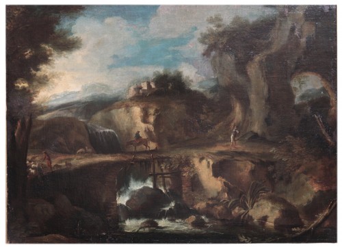 Pietro Montanini (Perugia 1626-1689) - The little waterfalls of Tivoli - Paintings & Drawings Style Louis XIII