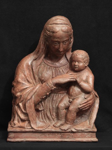 Vierge à l'Enfant, Terre cuite - Florence, 16e Siècle - Sculpture Style Renaissance