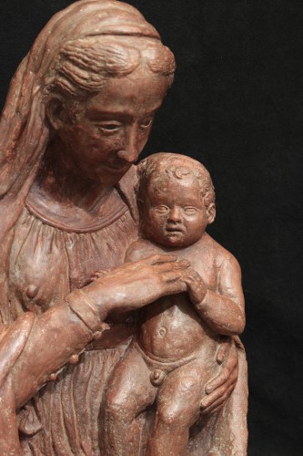 Sculpture  - Madonna And Child, Terracotta -  Florence 16th Century