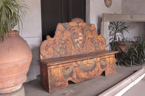 Lacquered Bench With Back, Tuscany, 17th Century - Seating Style Louis XIII