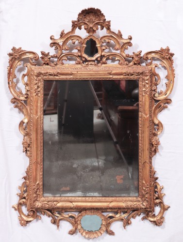 Miroir en bois doré, Venise 18e siècle - Miroirs, Trumeaux Style Louis XV