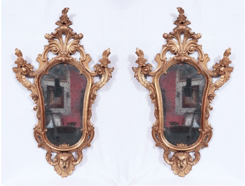 Paire de miroirs, Italie 18e siècle - Miroirs, Trumeaux Style Louis XV