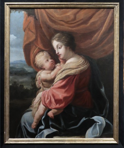 Tableaux et dessins Tableaux XVIIe siècle - Madone et enfant, peintre français du17e siècle