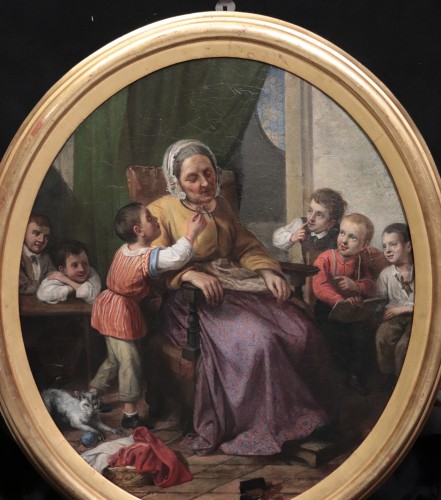 Tableaux et dessins Tableaux XIXe siècle - Scène de famille, peintre Italien du 19e siècle