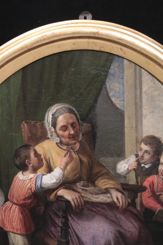 Scène de famille, peintre Italien du 19e siècle - Numero 7 Antiquariato