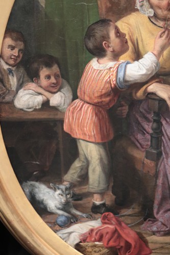 XIXe siècle - Scène de famille, peintre Italien du 19e siècle