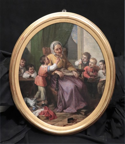 Scène de famille, peintre Italien du 19e siècle - Napoléon III