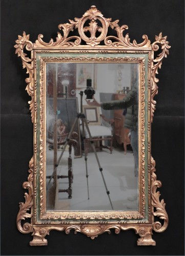 Miroir doré et laqué, Toscane XVIIIe siècle - Miroirs, Trumeaux Style Louis XV