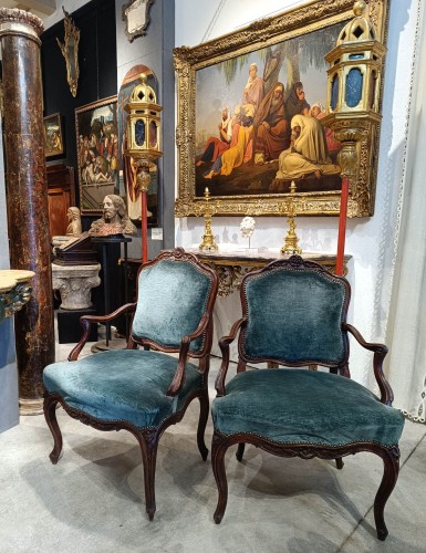 Louis XV - Pair Of French Louis XV Armchairs