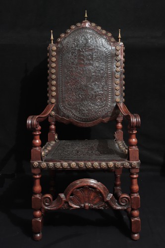 Seating  - Pair Of Leather Armchairs, 17th Century Portugal