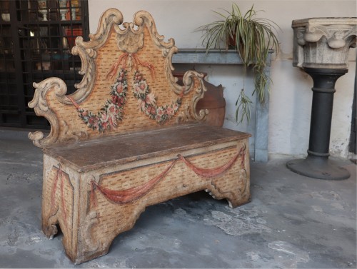 Sièges Canapé & Mobilier de Salon - Banc laqué, Toscan du18e siècle