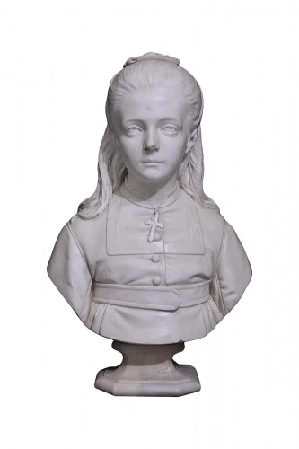 Buste de jeune fille : Antonio Tantardini (,1829-1879)