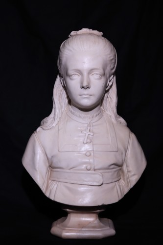 Bust of a young girl: - Antonio Tantardini (1829-1879) - Sculpture Style Napoléon III