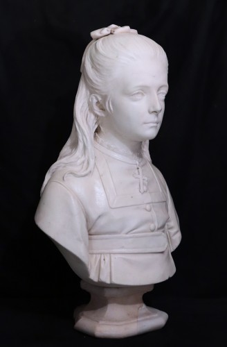 Bust of a young girl: - Antonio Tantardini (1829-1879) - 
