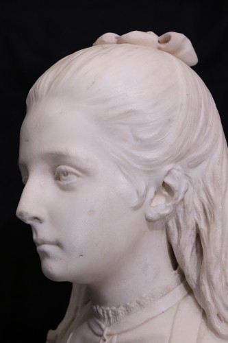 19th century - Bust of a young girl: - Antonio Tantardini (1829-1879)