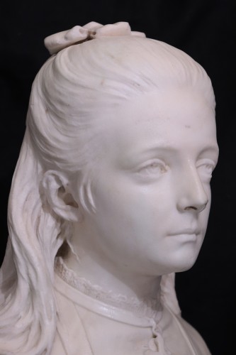 Bust of a young girl: - Antonio Tantardini (1829-1879) - Napoléon III
