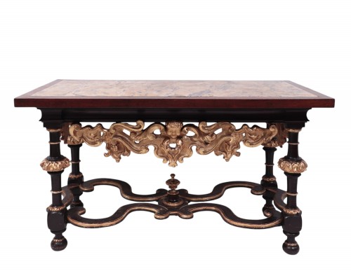 Console avec plateau en scagliola, Florence 17e siècle - Mobilier Style Louis XIII