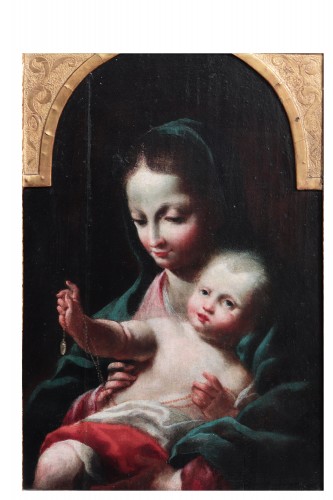 Vierge à l'Enfant, École vénitienne du 17e siècle - Tableaux et dessins Style Louis XIV