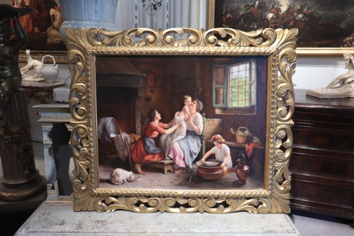 Tableaux et dessins Tableaux du XXe siècle - Intérieur avec personnages