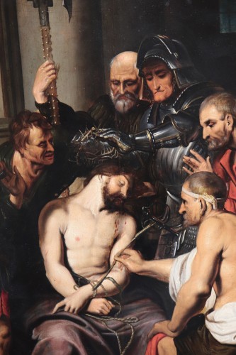christ Crowned With Thorns, Late 17th Century Flemish Painter:  - Paintings & Drawings Style Louis XIII