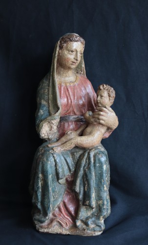 Madonna And Child, Siena 15th Century - Sculpture Style Renaissance